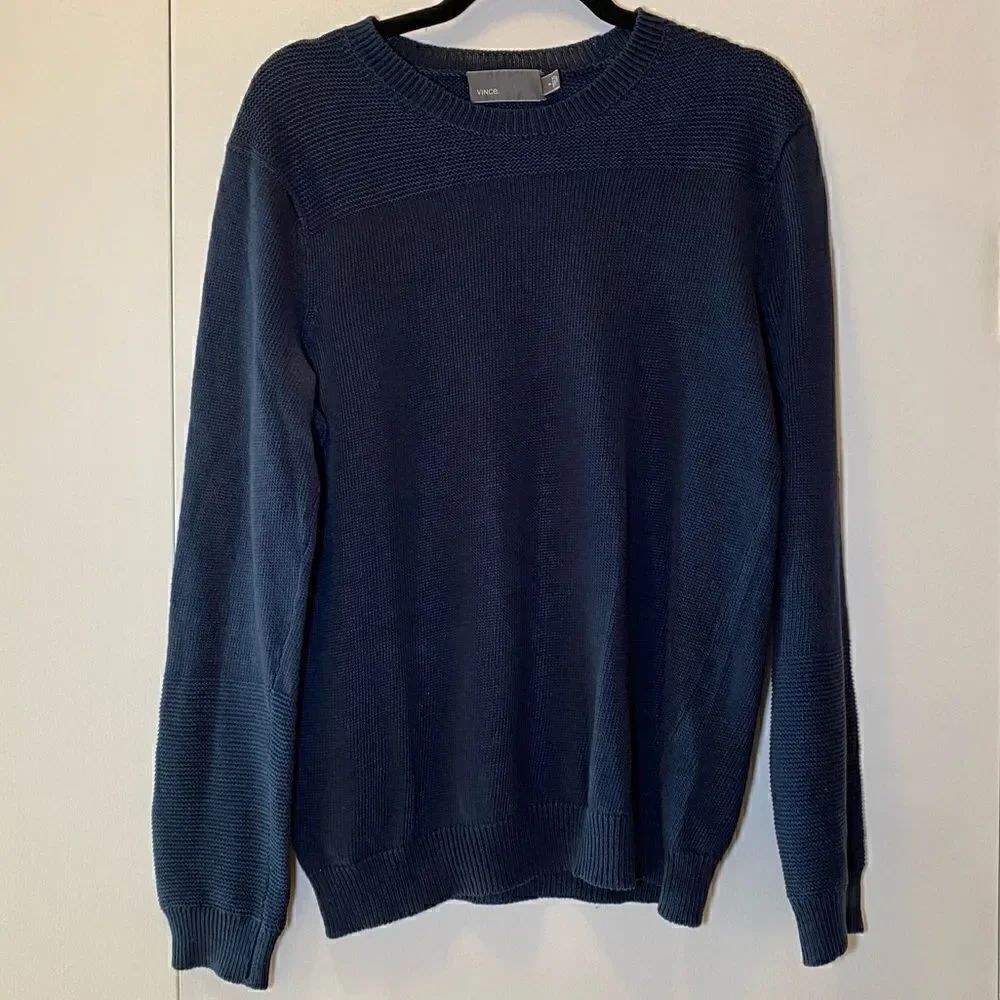 VINCE Round Neck Knit Sweater Navy Men’s Size Small